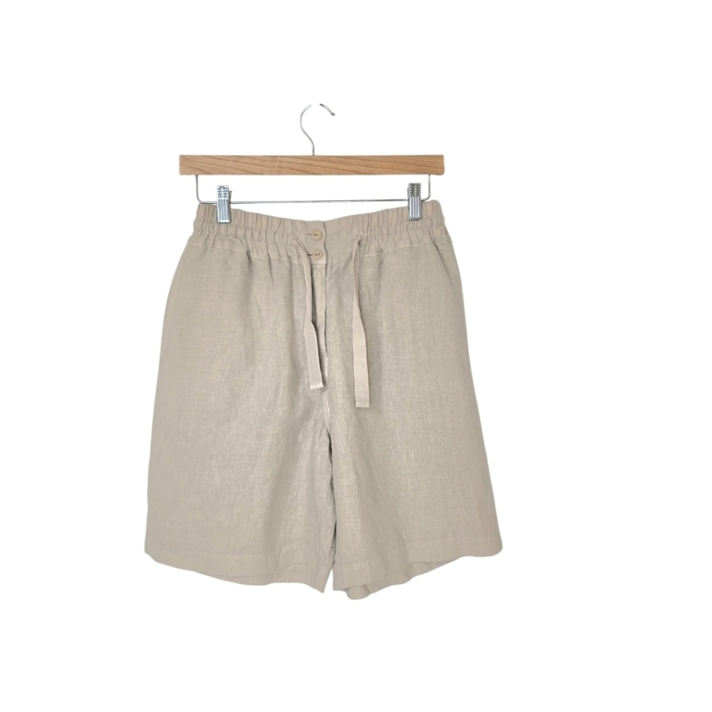 POETRY Tie-waist Shorts Garment-dyed Beige Linen Women's 6 Resortwear NWOT
